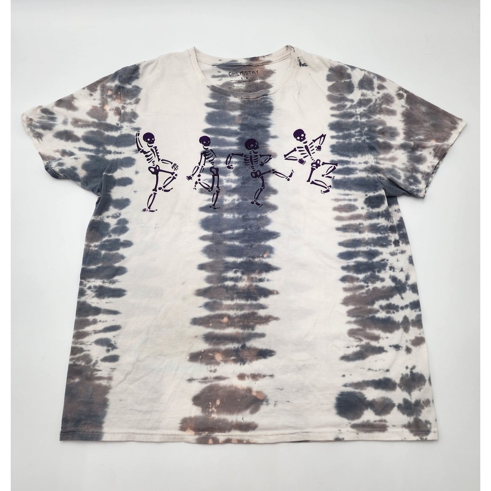 Chemistry  Large Tye Dye‎ Skeleton Tshirt Grateful Dead? Gray And White Read :)